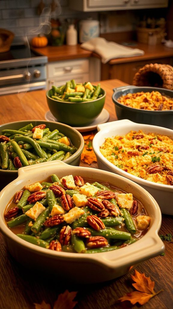 maple pecan green bean casserole