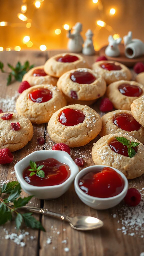 maple raspberry thumbprint cookies