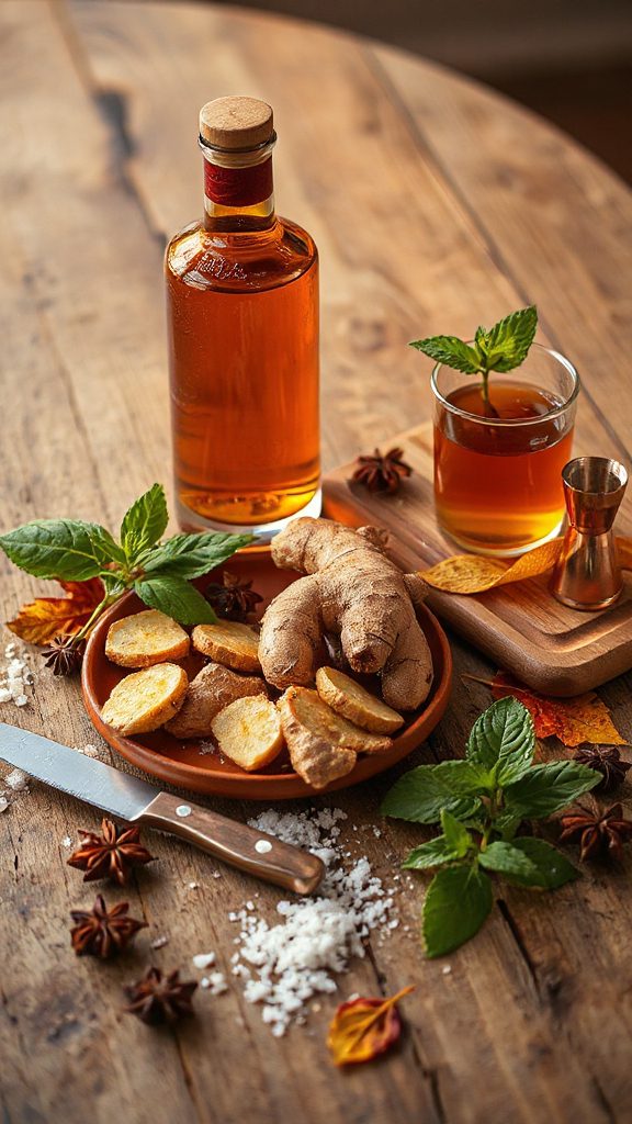 maple tulsi ginger bourbon cocktail