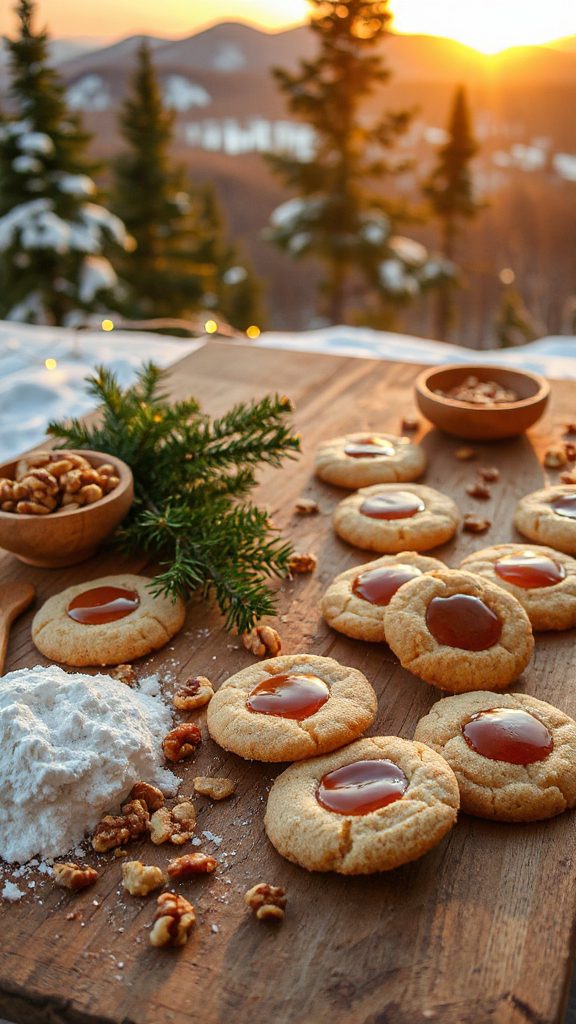 maple walnut thumbprint cookies