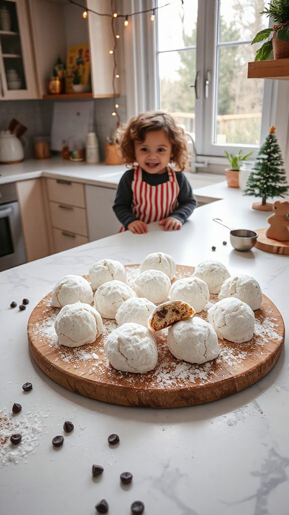 marshmallow filled snowy cookies