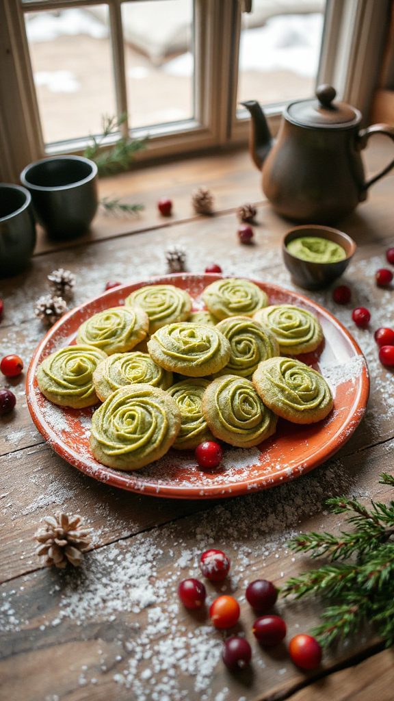 matcha flavored holiday cookies