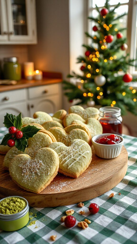 matcha flavored jam sandwich cookies