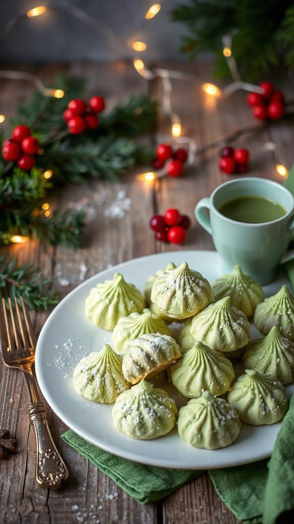 matcha green tea meringues