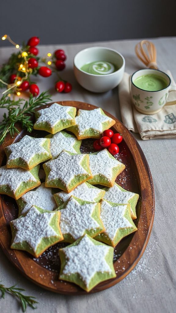 matcha infused shortbread cookies