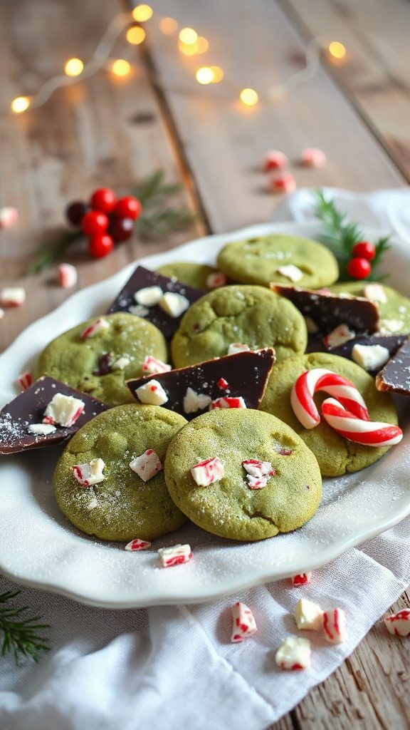 matcha peppermint bark cookies