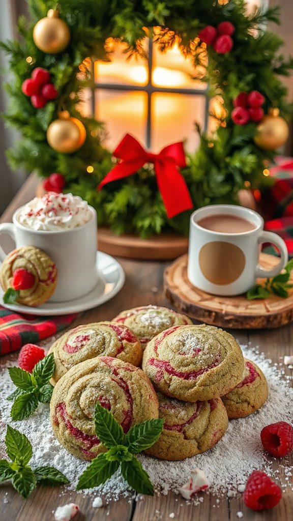 matcha raspberry swirl cookies