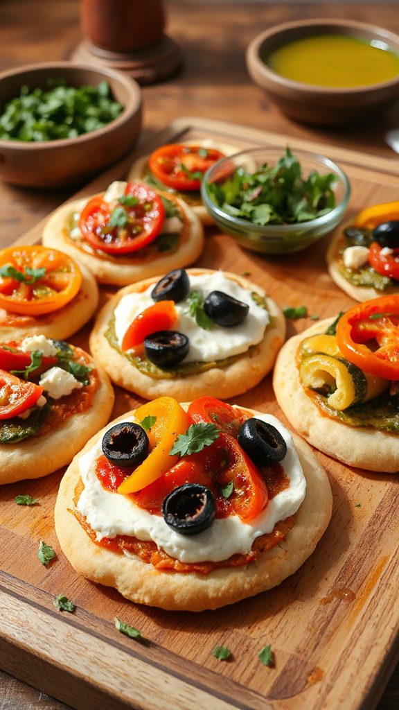 mediterranean flavored mini pizzas