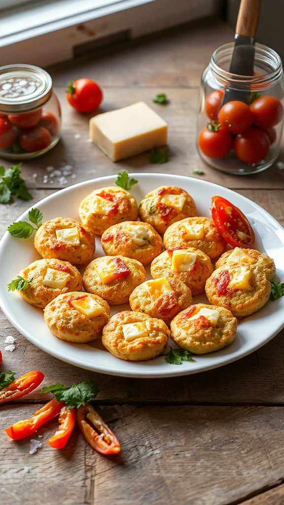 mini cheese cube frittatas