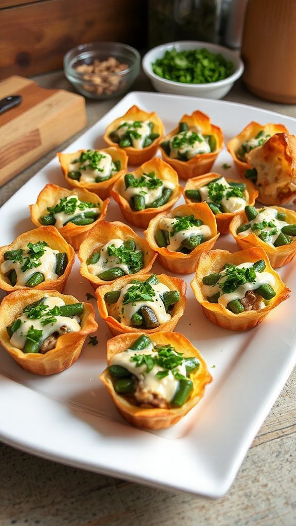mini green bean casserole cups mini green bean casserole cups