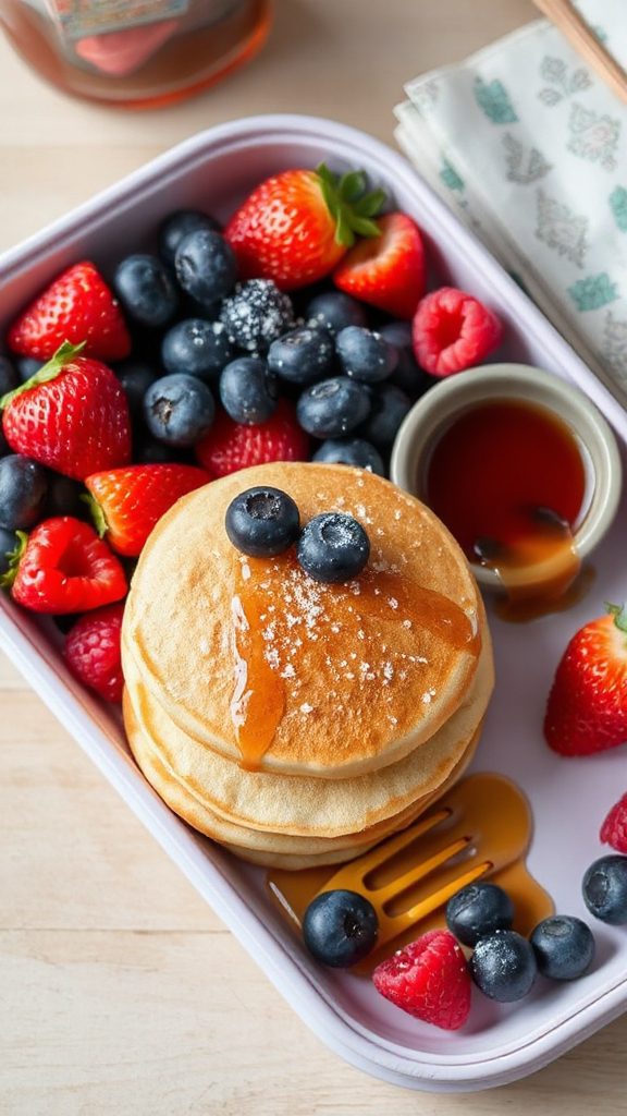 mini pancakes with berries