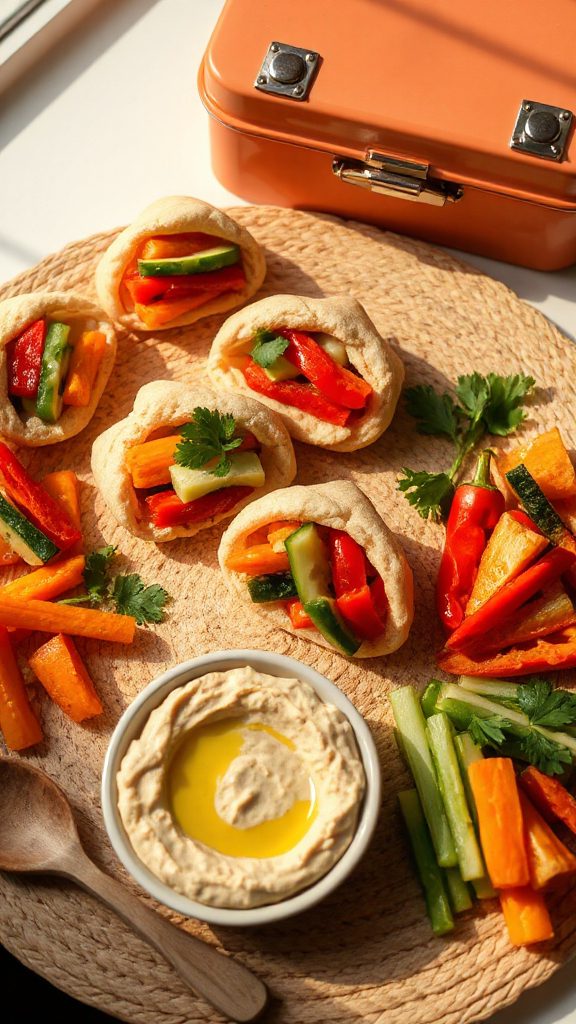 mini pitas hummus veggies
