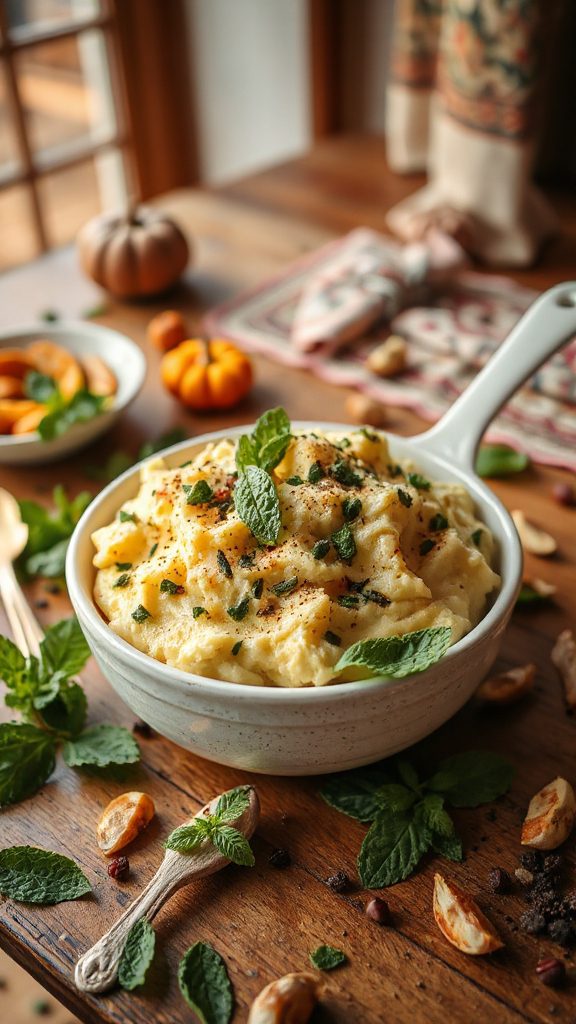 mint infused creamy mashed potatoes