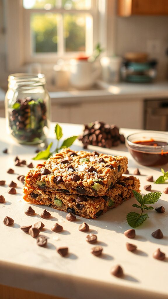 minty chocolate granola bars