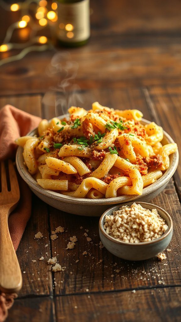 miso infused cheesy pasta dish