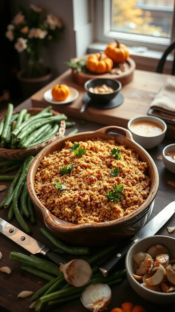 miso infused green bean casserole