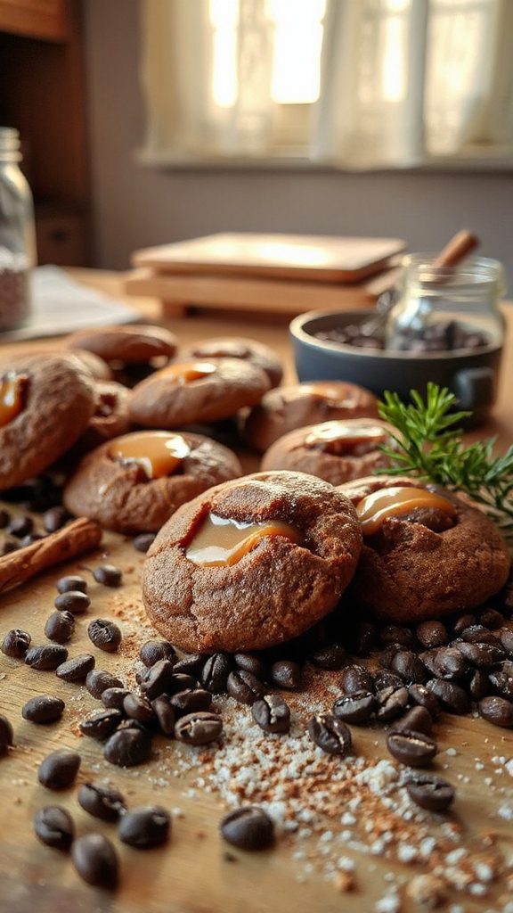 mocha caramel stuffed cookies