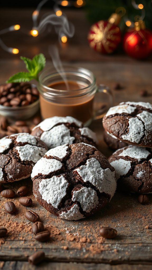 mocha espresso crinkle cookies