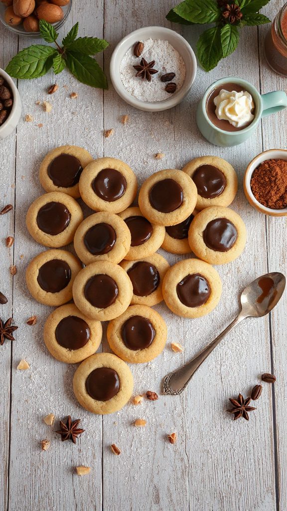 mocha hazelnut thumbprint cookies
