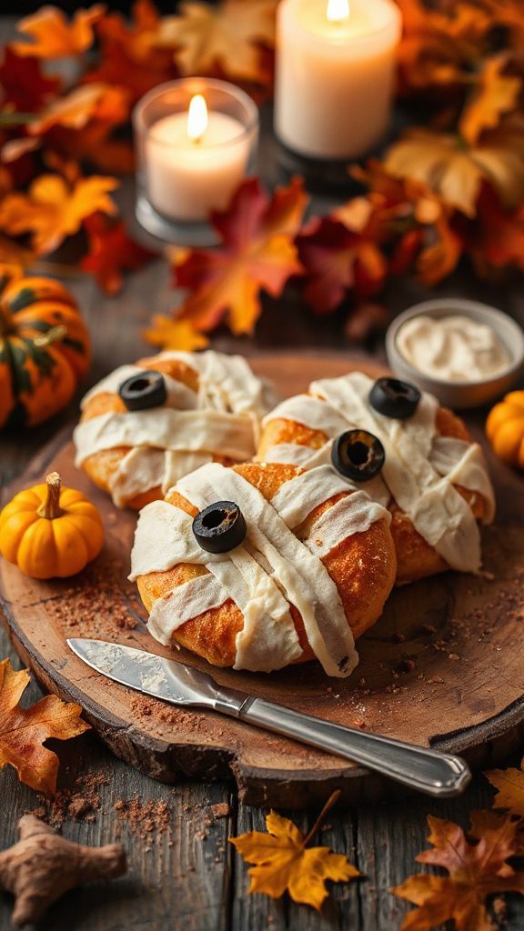 mummy bagels halloween breakfast