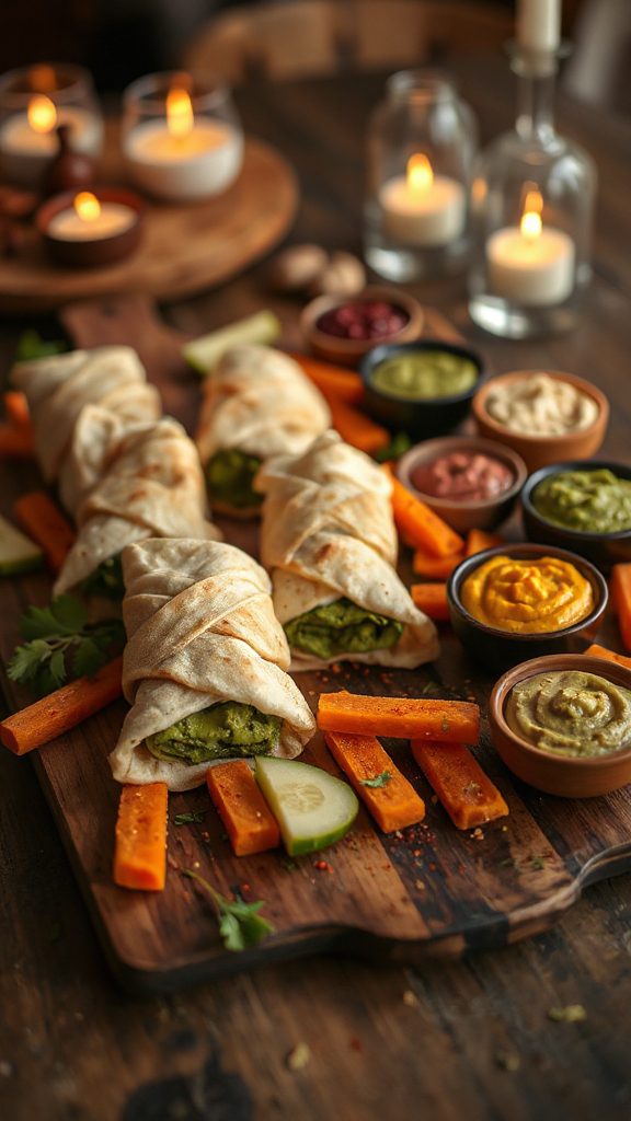 mummy halloween hummus wraps