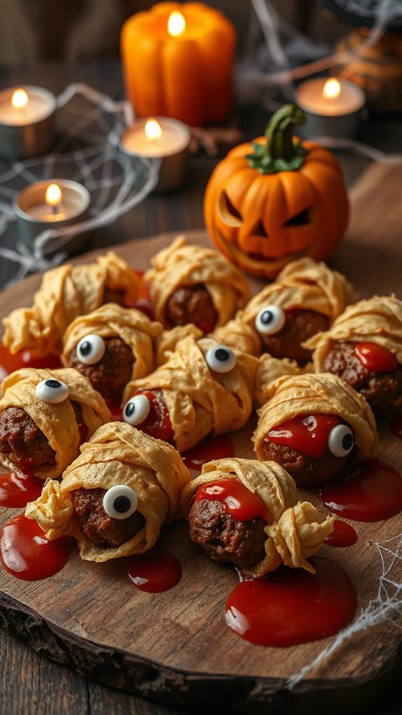 mummy meatballs halloween recipe