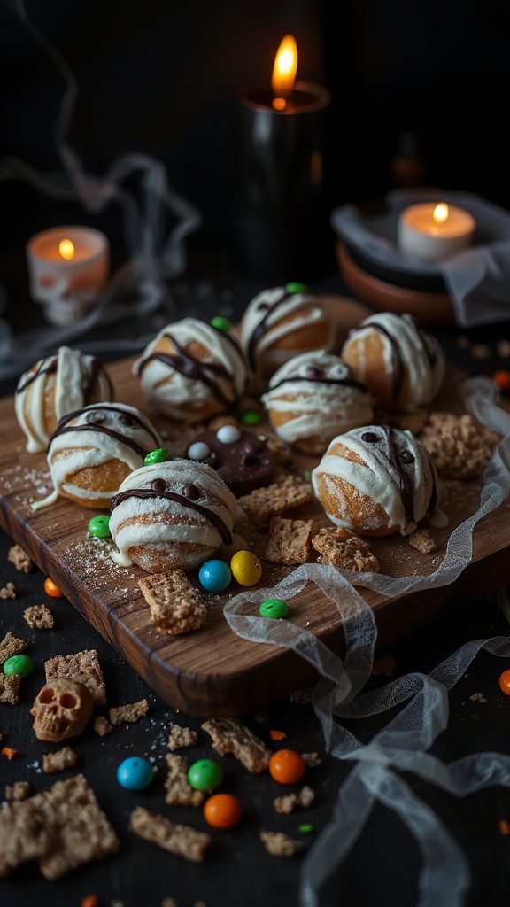 mummy themed halloween donut holes mummy themed halloween donut holes