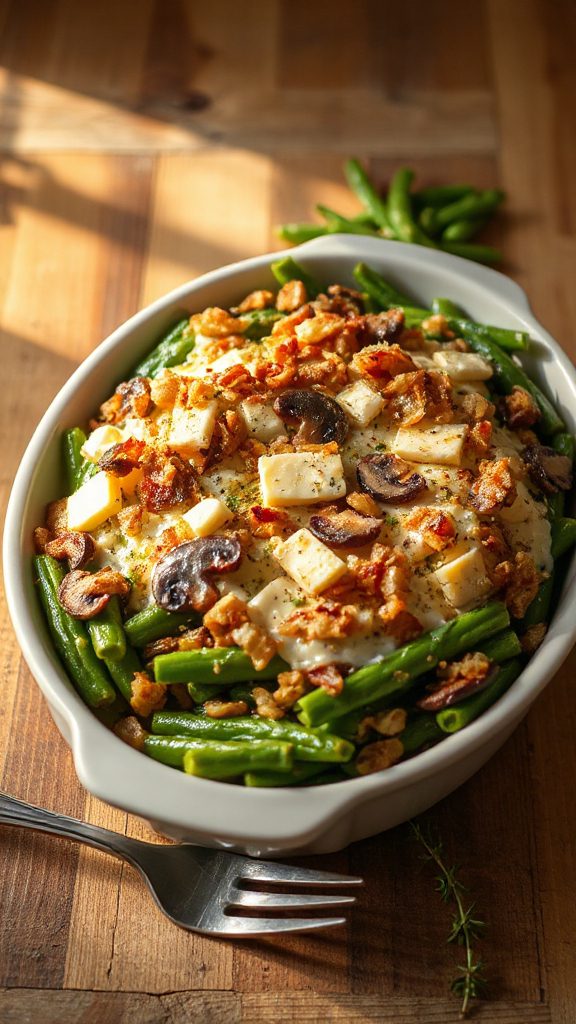 mushroom boursin green bean casserole