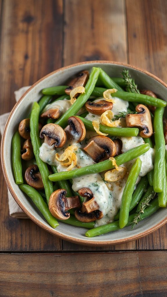 mushroom enhanced green bean casserole