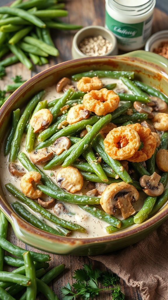 mushroom garlic green bean casserole