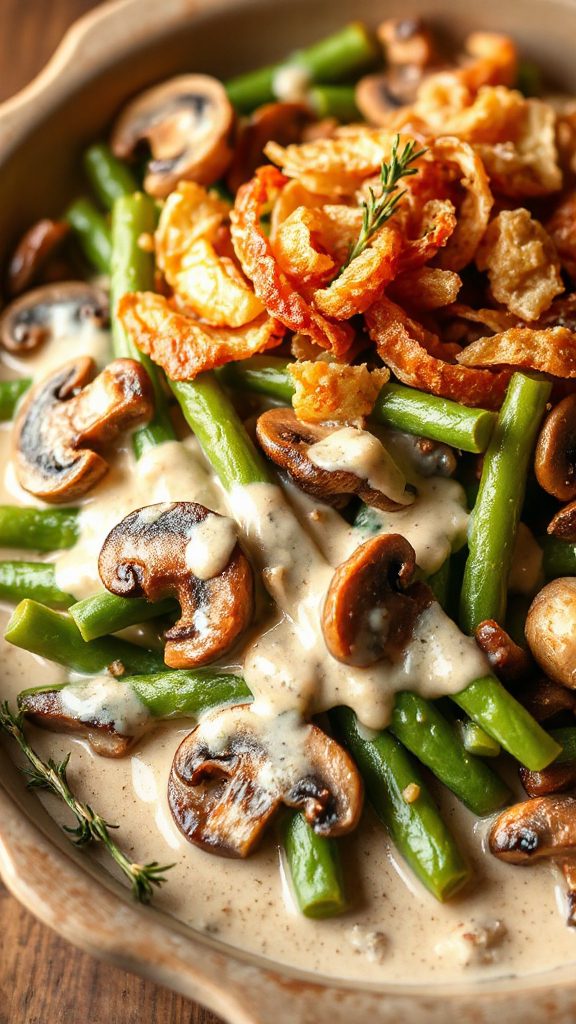 mushroom garlic green bean casserole