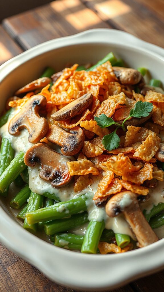 mushroom garlic green beans casserole