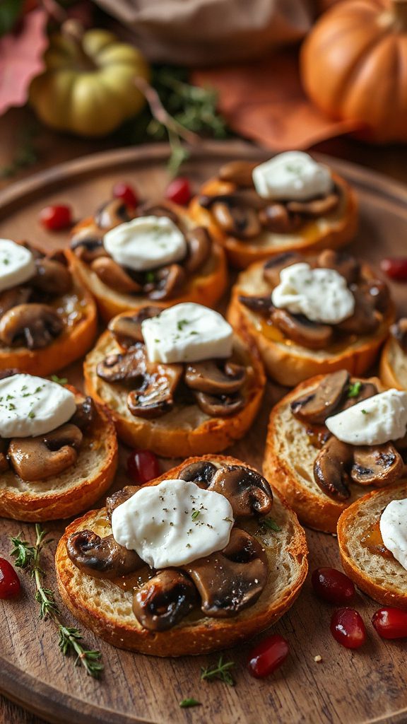 mushroom goat cheese crostini