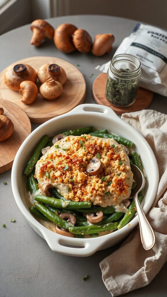 mushroom herb green bean casserole