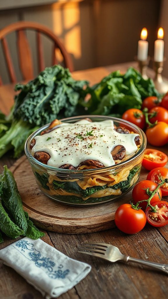 mushroom kale lasagna recipe