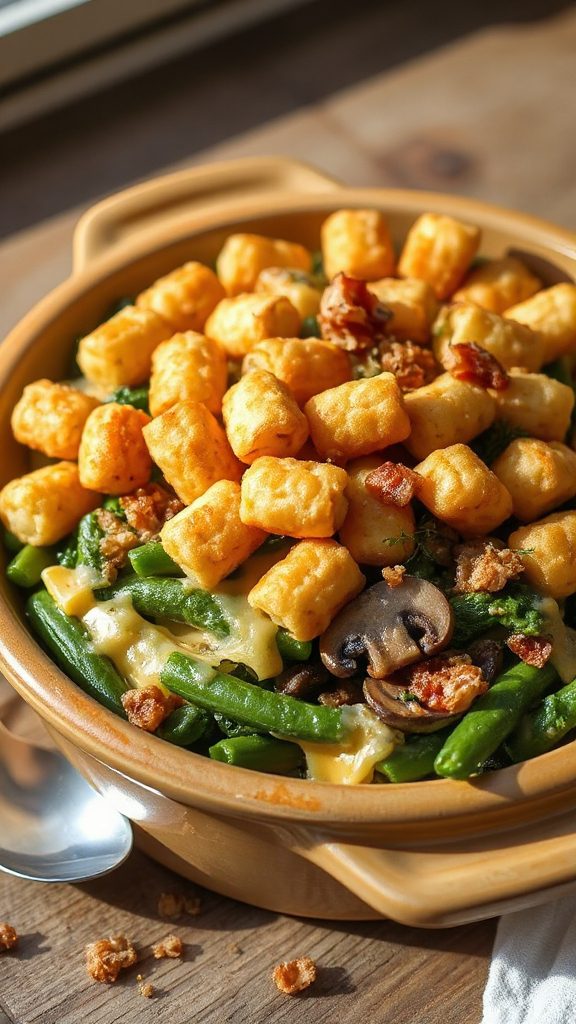 mushroom spinach tater tot casserole