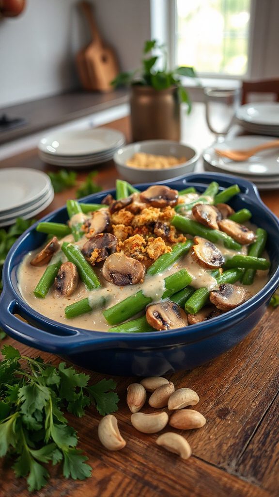 mushroom stuffed green bean casserole