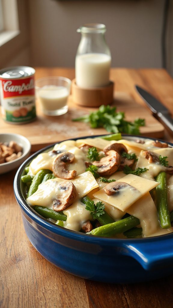 mushroom swiss green bean casserole