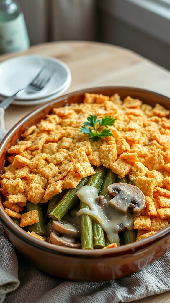 mushroom swiss green bean casserole mushroom swiss green bean casserole