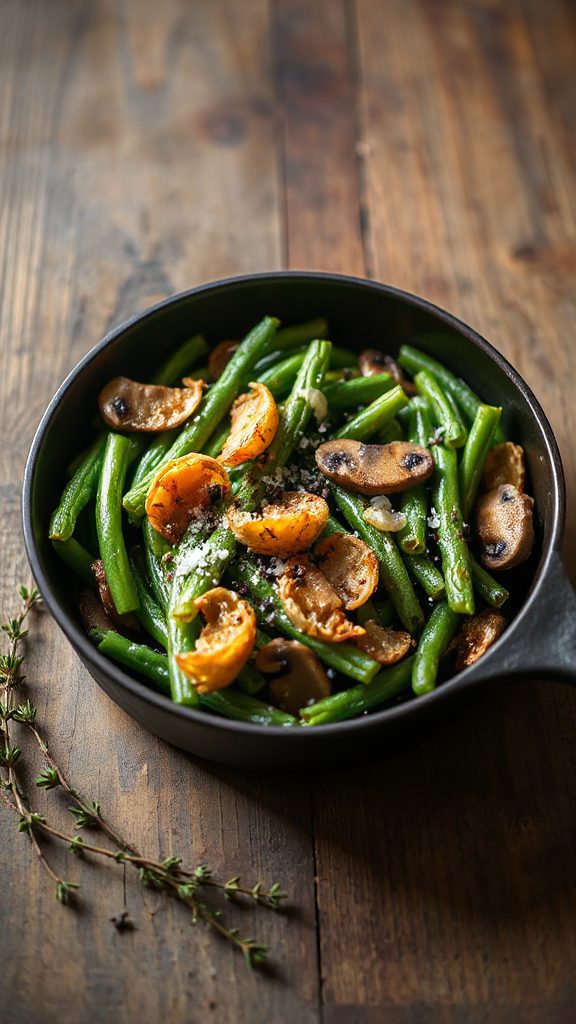 mushroom thyme green bean bake