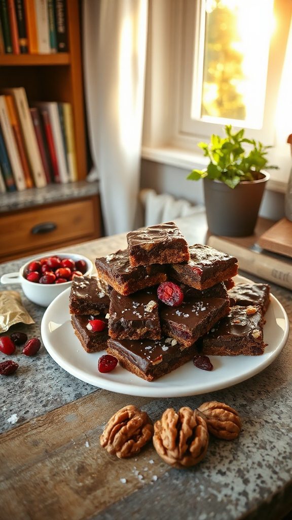 no bake chocolate cranberry bars