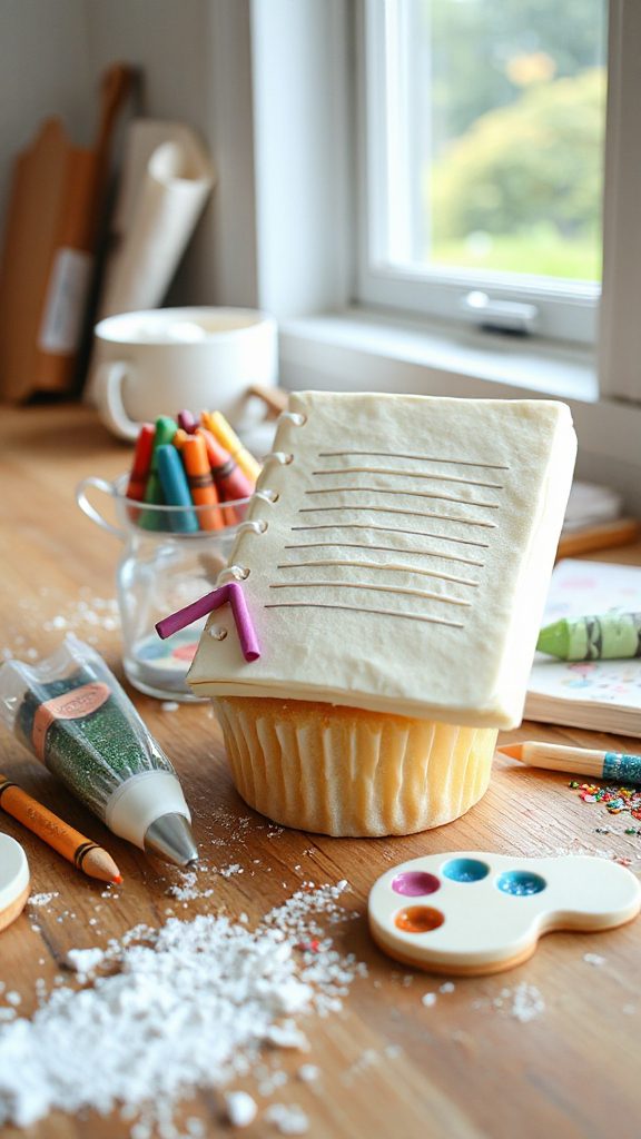 notebook themed cupcake recipe