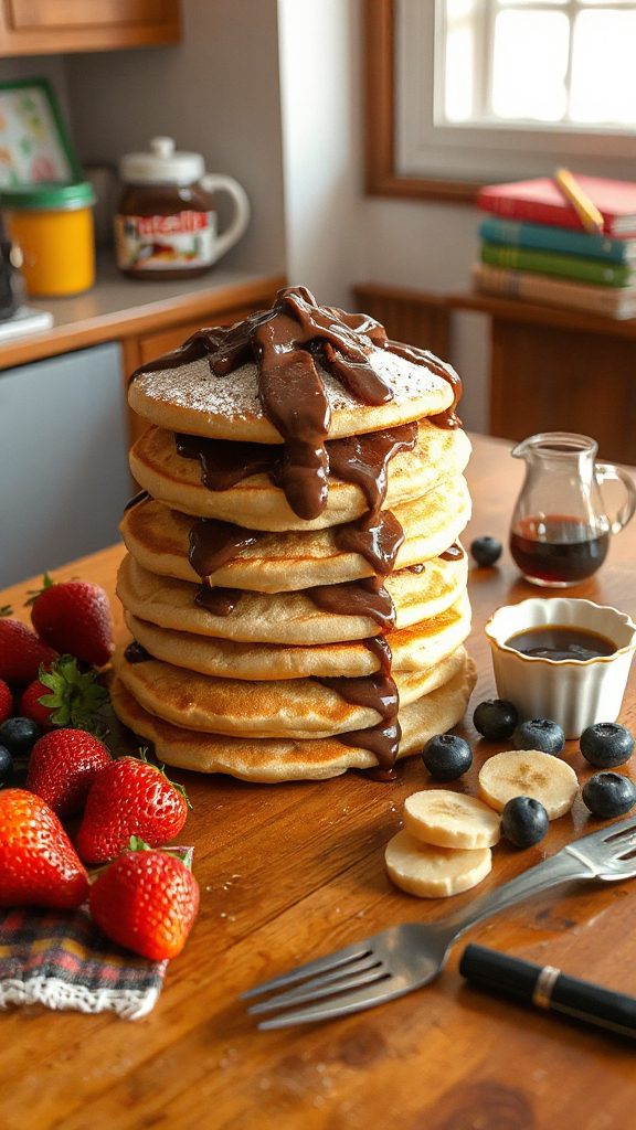 nutella filled fluffy pancakes