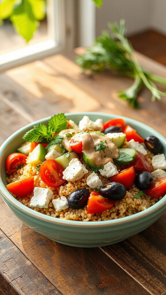 nutrient rich mediterranean quinoa bowl