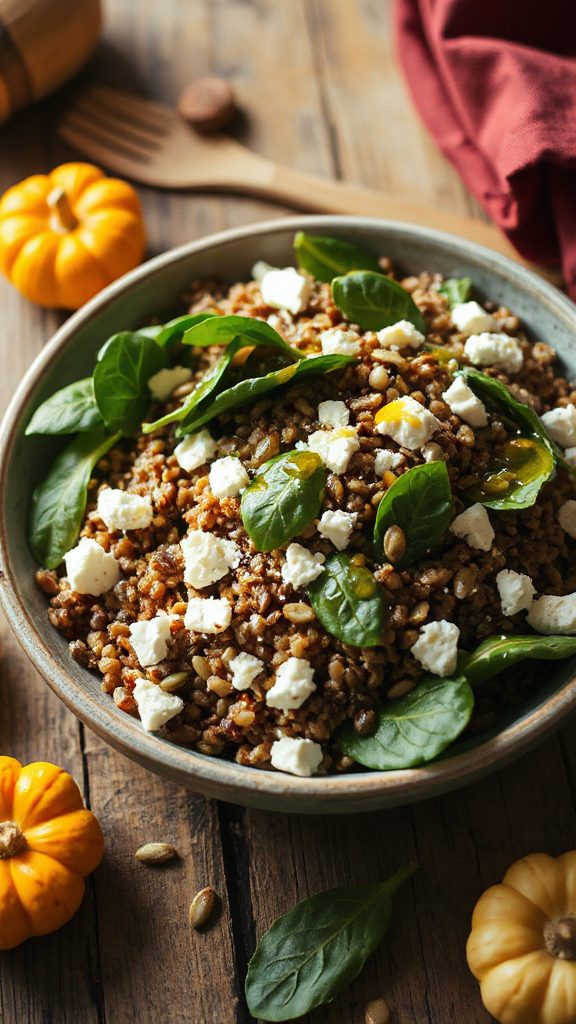 nutritious buckwheat spinach salad