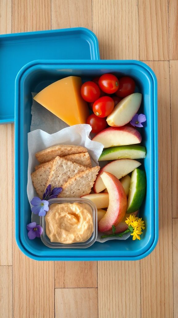 nutritious cheese cracker bento