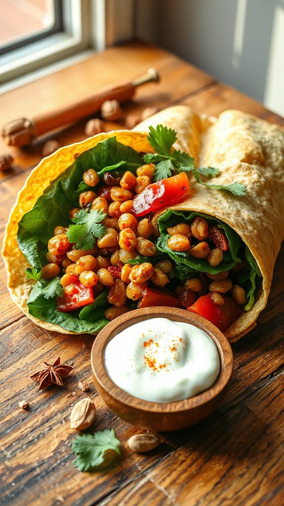nutritious curry lentil wrap