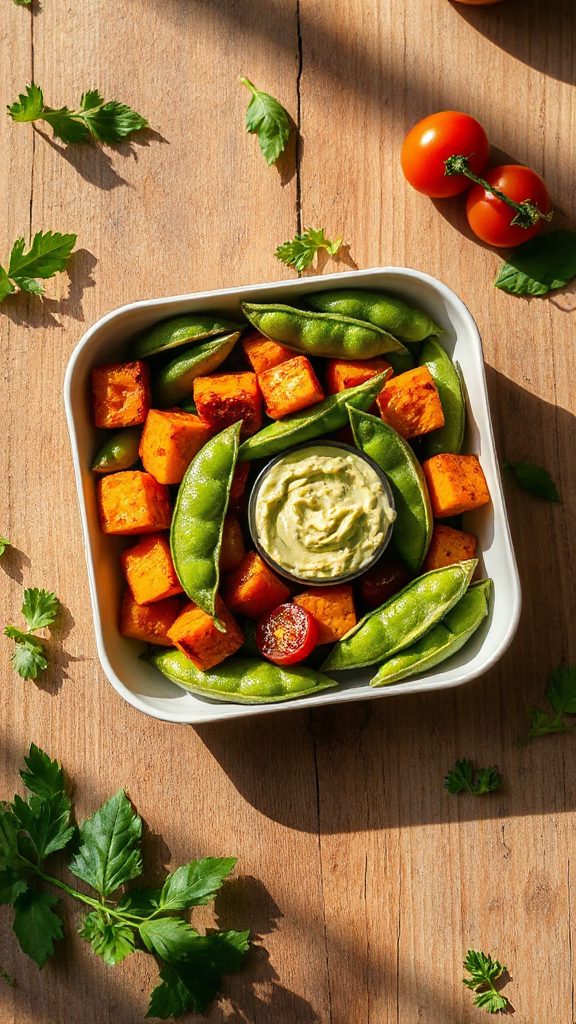 nutritious edamame sweet potato snack