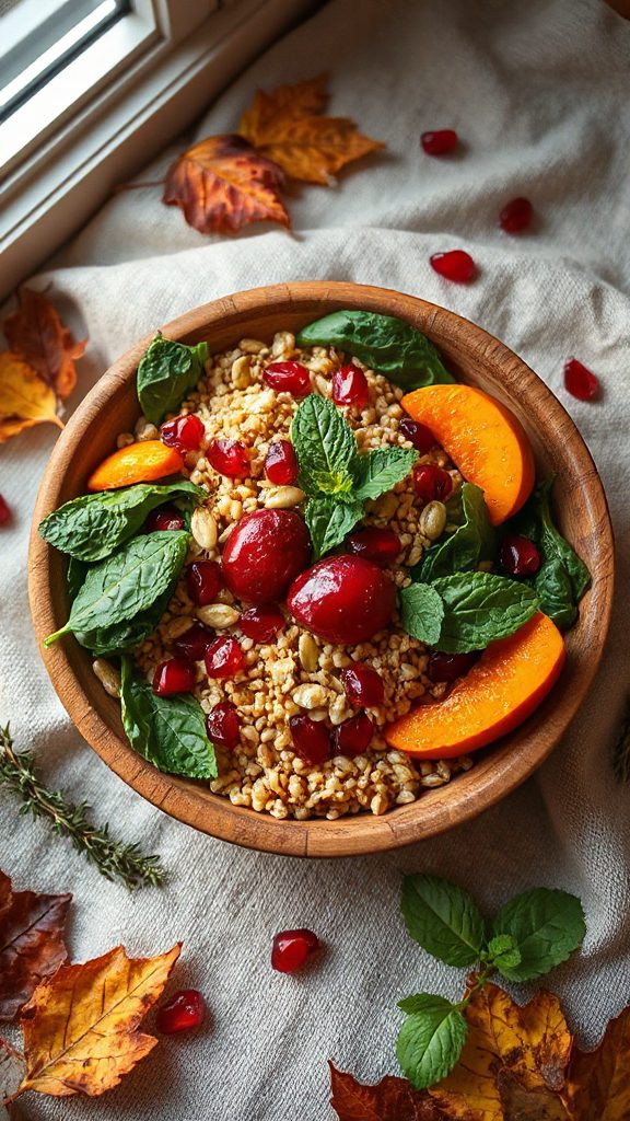 nutritious farro spinach bowl