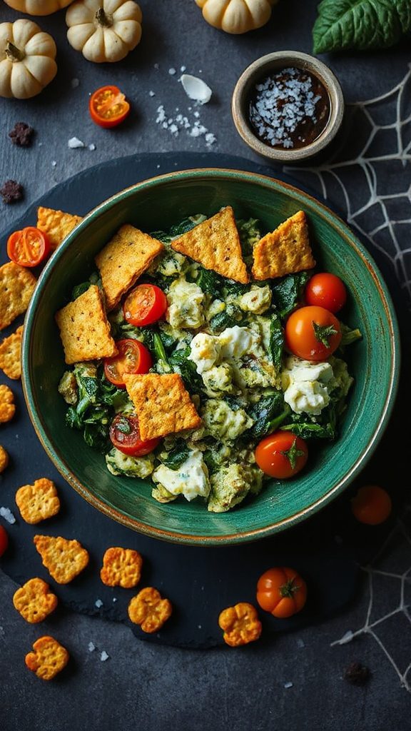 nutritious halloween spinach scramble